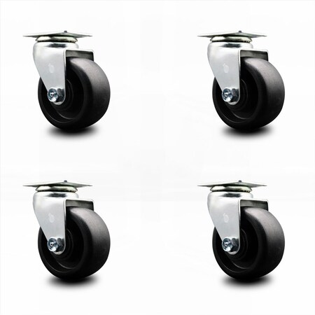Service Caster 4 Inch Glass Filled Nylon Wheel Swivel Caster Set with Roller Bearings SCC SCC-20S420-GFNR-4
